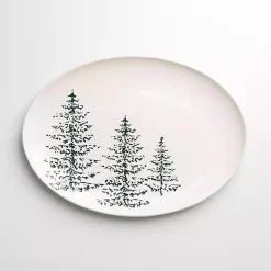 Evergreen Trees Oval Serving Platter Christmas Dining & Entertaining
