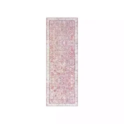 Kirklands Home Area Rugs|Faded Rouge Bordered Flatweave Runner, 2x7 Pink