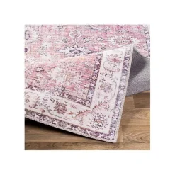 Kirklands Home Area Rugs|Faded Rouge Bordered Flatweave Runner, 2x7 Pink