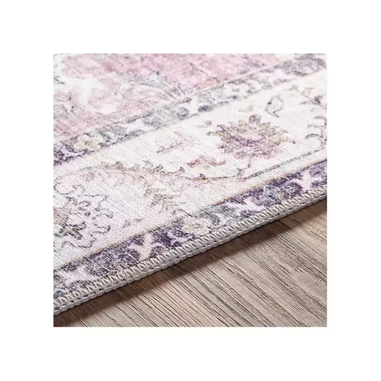 Kirklands Home Area Rugs|Faded Rouge Bordered Flatweave Runner, 2x7 Pink