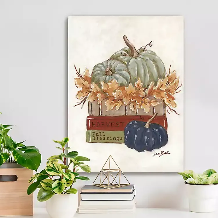 Sale Fall Book Stack Canvas Art Print Fall
