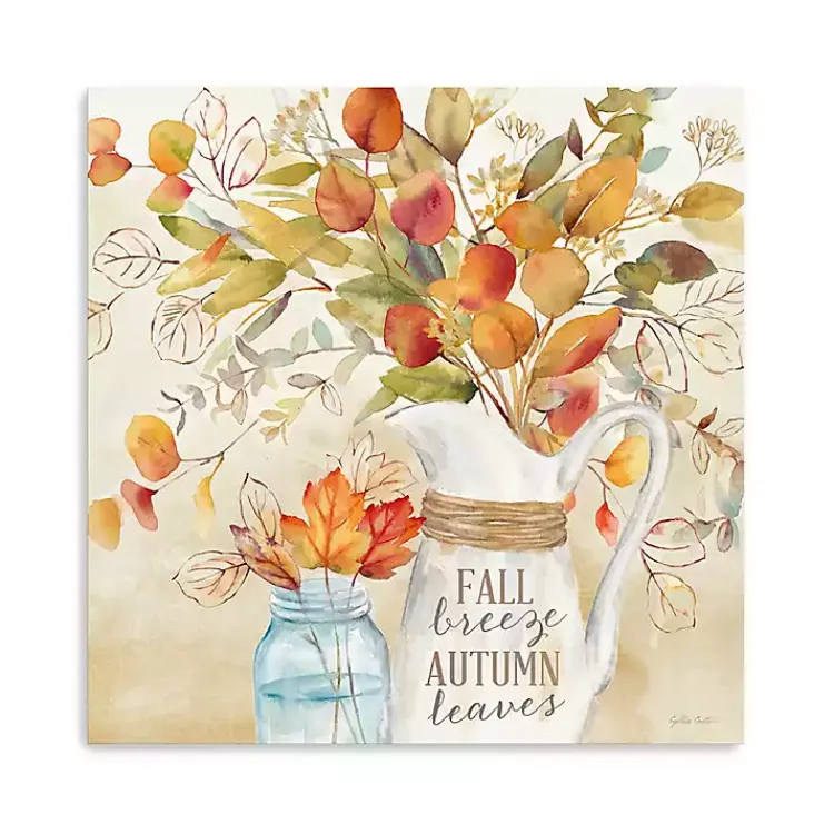 New Fall Breeze Autumn Leaves Canvas Print, 20x20 in. Fall