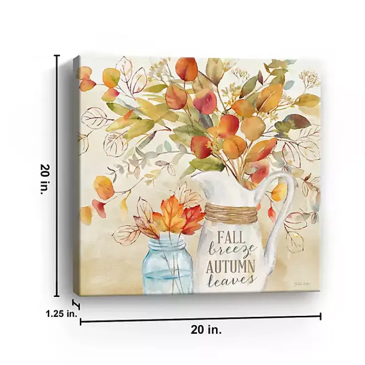New Fall Breeze Autumn Leaves Canvas Print, 20x20 in. Fall
