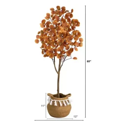 Sale Fall Eucalyptus Tree in Woven Planter, 5 ft. Trees & Topiaries