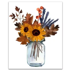 Online Fall Floral in Mason Jar Canvas Art Print Fall