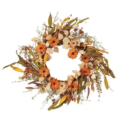 Fall Flowers and Foliage Spiral Wreath, 22 in. Wreaths