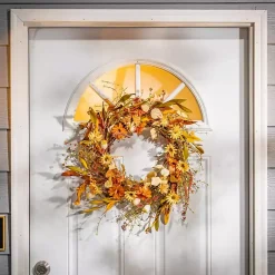 Fall Flowers and Foliage Spiral Wreath, 22 in. Wreaths
