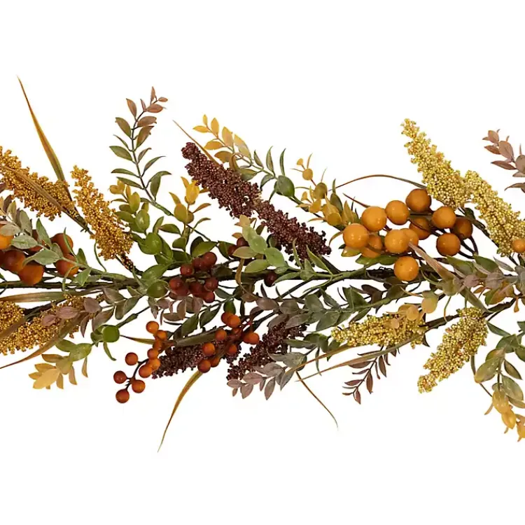 Outlet Fall Leaves and Berries Garland, 5 ft. Fall