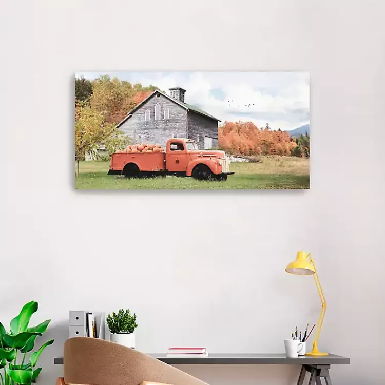Clearance Fall Truck and Barn Canvas Art Print Fall