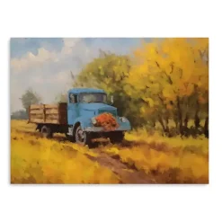 Sale Fall Truck in Field Canvas Art Print, 32x24 in. Fall