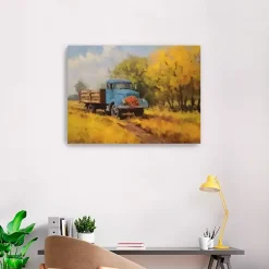 Sale Fall Truck in Field Canvas Art Print, 32x24 in. Fall