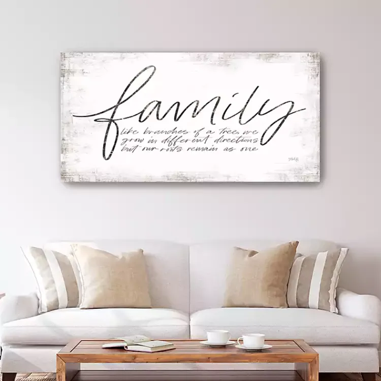 Kirklands Home Wall Quotes & Signs|Family Branches Canvas Art Print, 60x30 in. White