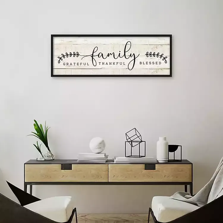 Kirklands Home Wall Quotes & Signs|Family Thankful Grateful Blessed Wood Wall Plaque Tan