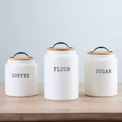 Kirklands Home Kitchen Storage|Farmhouse Embossed Kitchen Canisters, Set of 3