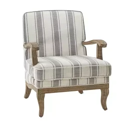 Kirklands Home Accent Chairs|Farmhouse Gray & Ivory Striped Armchair