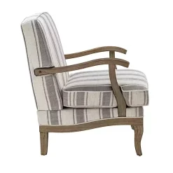 Kirklands Home Accent Chairs|Farmhouse Gray & Ivory Striped Armchair