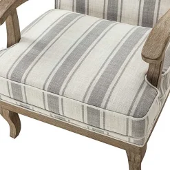 Kirklands Home Accent Chairs|Farmhouse Gray & Ivory Striped Armchair