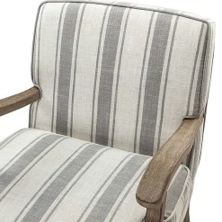 Kirklands Home Accent Chairs|Farmhouse Gray & Ivory Striped Armchair