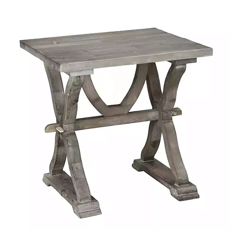 Kirklands Home Accent & End Tables|Farmhouse Trestle Base Accent Table Gray