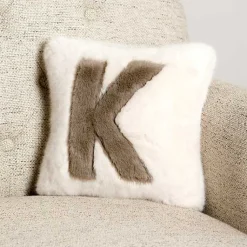 Discount Faux Fur Monogram K Pillow Pillows