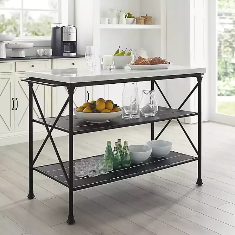 Kirklands Home Kitchen Islands & Bar Carts|Faux Marble Top 3-Tier Melody Kitchen Island