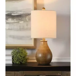 Kirklands Home Table Lamps|Faux Wood Accent Table Lamp White