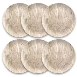 Kirklands Home Outdoor Dining|Faux Wood Melamine Dinner Plates, Set of 6 Tan