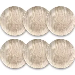 Kirklands Home Outdoor Dining|Faux Wood Melamine Salad Plates, Set of 6 Tan