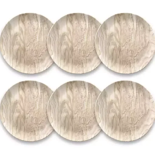 Kirklands Home Outdoor Dining|Faux Wood Melamine Salad Plates, Set of 6 Tan
