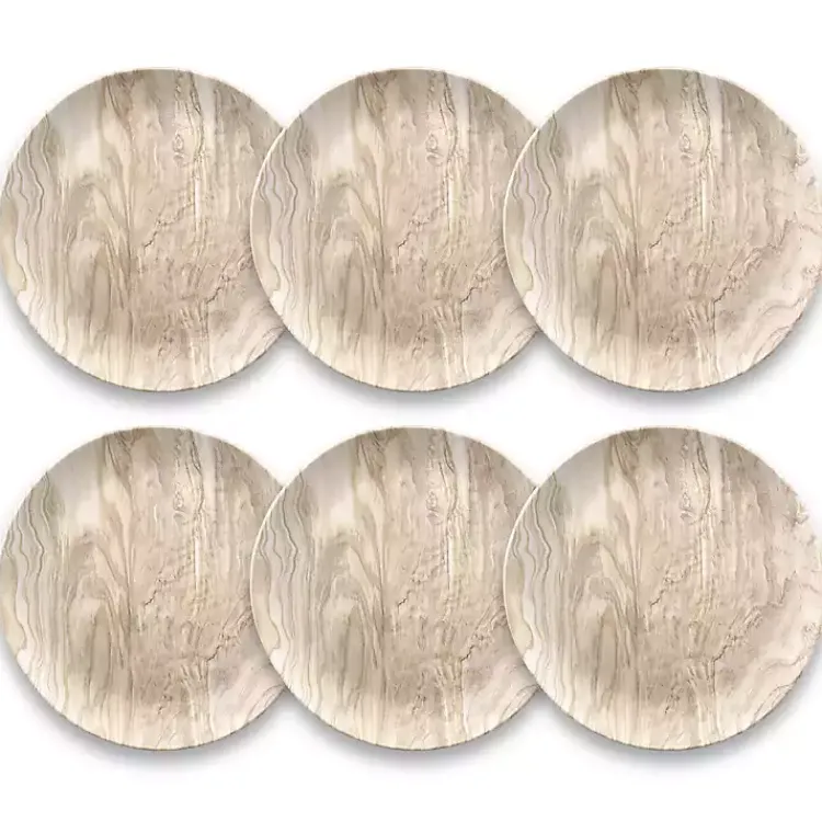 Kirklands Home Outdoor Dining|Faux Wood Melamine Salad Plates, Set of 6 Tan