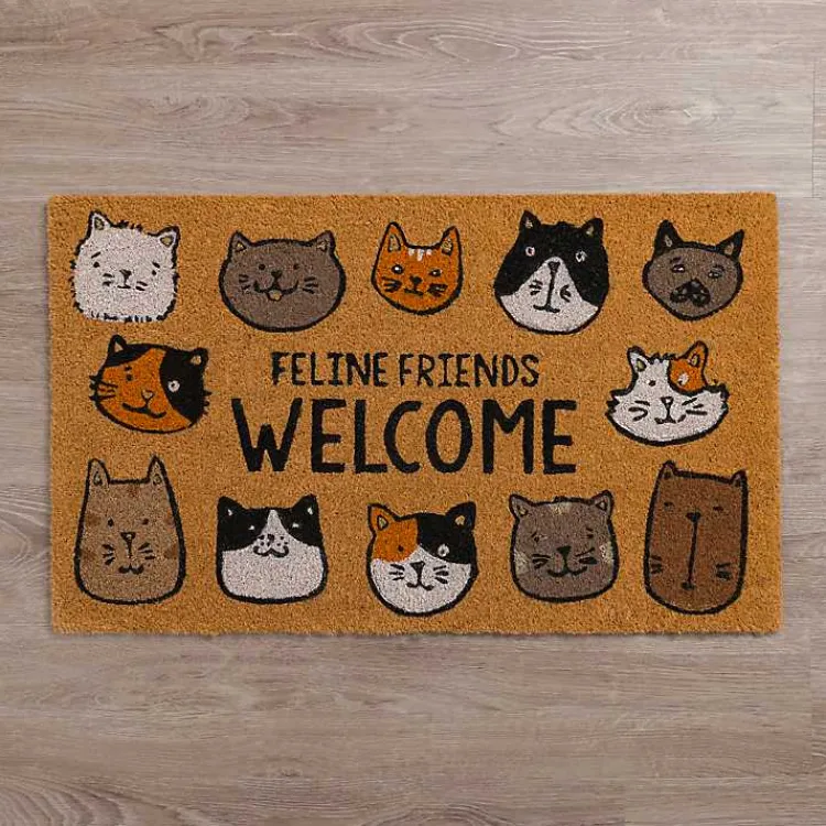 Kirklands Home Doormats|Feline Friends Welcome Doormat Brown