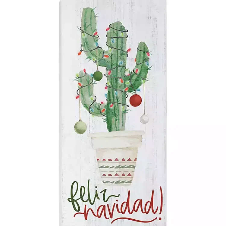 Discount Feliz Navidad Cactus Wall Plaque Christmas Art & Wall Decor