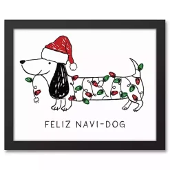 Clearance Feliz Navidog Canvas Wall Plaque Christmas Art & Wall Decor