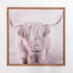 Kirklands Home Framed Art|Felt Highland Cow Framed Art Print Gray
