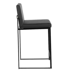 Kirklands Home Bar Stools & Counter Height Stools|Fiji Faux Leather Counter Stools, Set of 3 Black