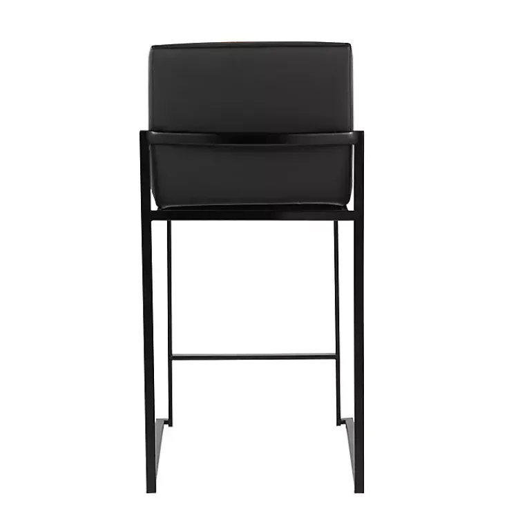 Kirklands Home Bar Stools & Counter Height Stools|Fiji Faux Leather Counter Stools, Set of 3 Black