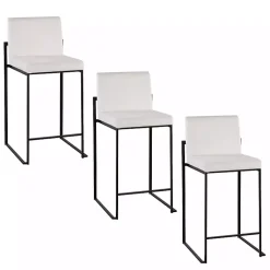 Kirklands Home Bar Stools & Counter Height Stools|Fiji Velvet Counter Stools, Set of 3 White