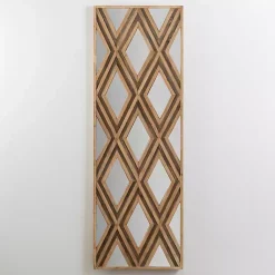 Kirklands Home Wall Plaques|Fir Wood Diamond Mirrored Wall Plaque