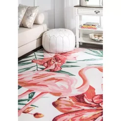 Kirklands Home Outdoor Rugs|Flamingo Leaf Indoor/Outdoor Area Rug, 8x10
