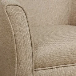 Kirklands Home Accent Chairs|Flax Brown Modern Barrel Accent Chair Tan