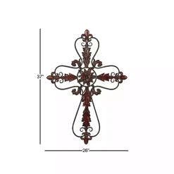 Kirklands Home Wall Plaques|Fleur De Lis Metal Cross Wall Plaque Brown