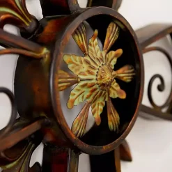 Kirklands Home Wall Plaques|Fleur De Lis Traditional Metal Cross Wall Plaque Brown