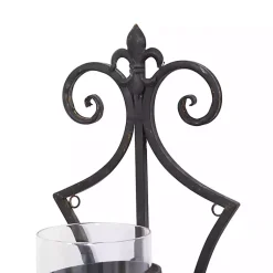 Fleur Distressed Black Iron Sconce, 31 in. Sconces