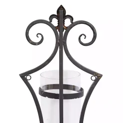 Fleur Distressed Black Iron Sconce, 31 in. Sconces