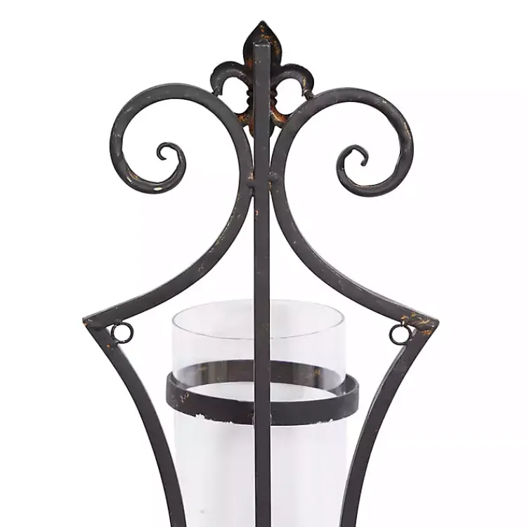 Fleur Distressed Black Iron Sconce, 31 in. Sconces