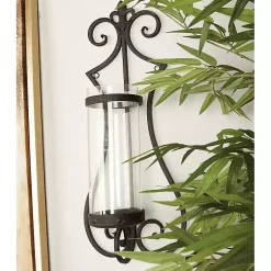 New Fleur Distressed Black Iron Sconce, 25 in. Sconces