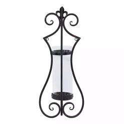 New Fleur Distressed Black Iron Sconce, 25 in. Sconces
