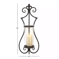 New Fleur Distressed Black Iron Sconce, 25 in. Sconces