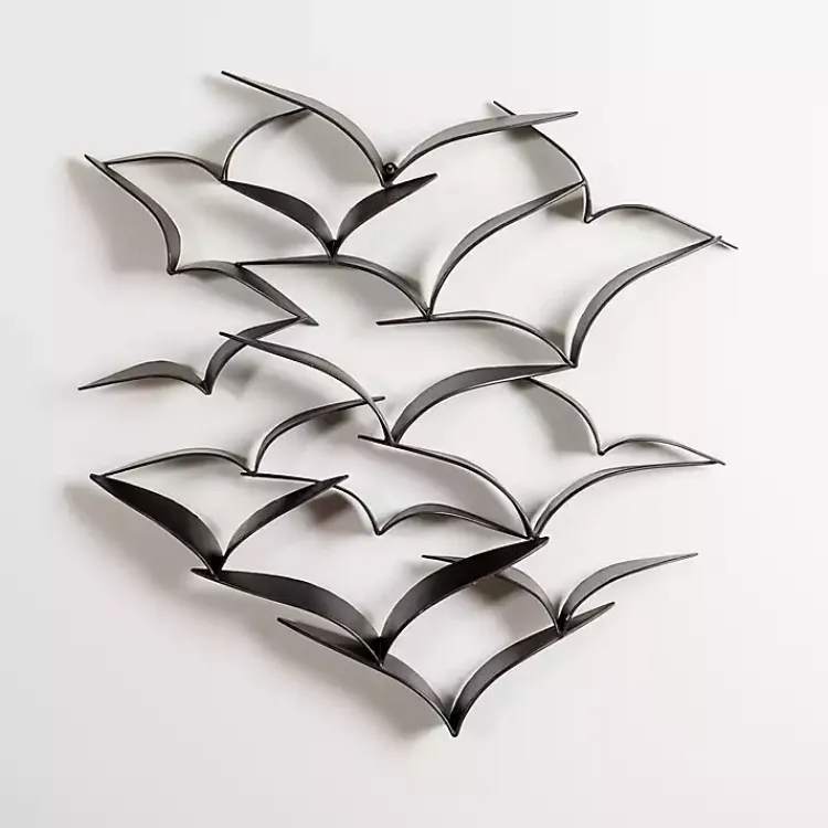 Kirklands Home Wall Plaques|Flock of Birds Metal Wall Plaque Black