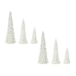 Best Flocked Resin Cone Tree Figurines, Set of 6 Christmas Decorations